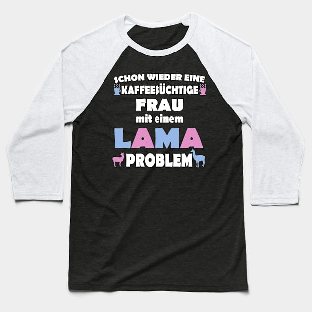 Lama Kaffee Frau Alpaka Geschenkidee Baseball T-Shirt by FindYourFavouriteDesign